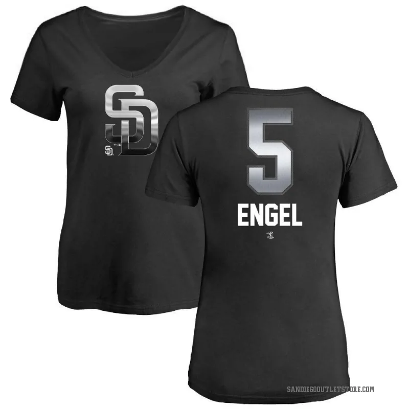 Adam Engel Women's Black San Diego Padres Midnight Mascot V-Neck T-Shirt -