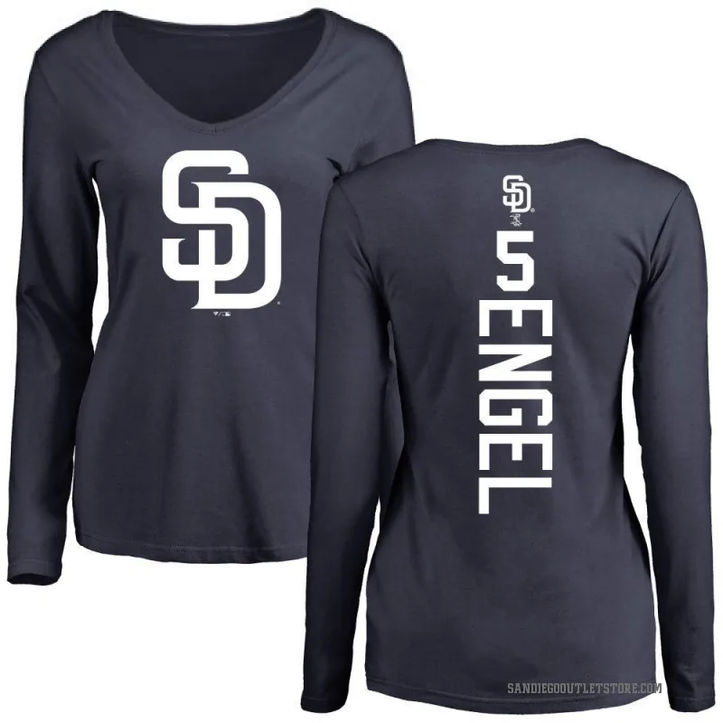Adam Engel Women's Navy San Diego Padres Backer Slim Fit Long Sleeve T-Shirt -