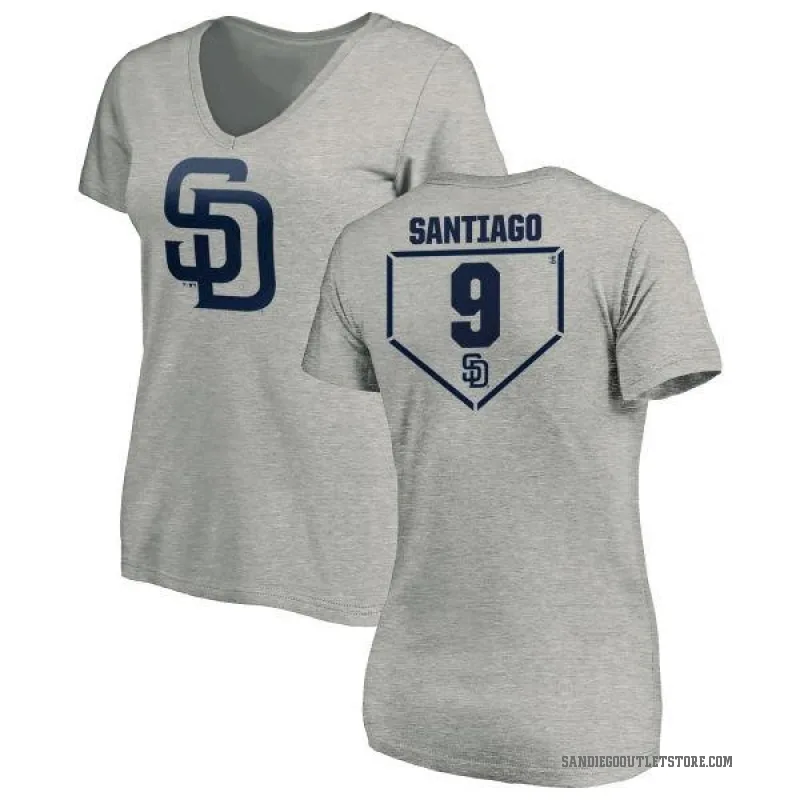 Benito Santiago Women's Gray San Diego Padres RBI Slim Fit V-Neck T-Shirt - Heathered
