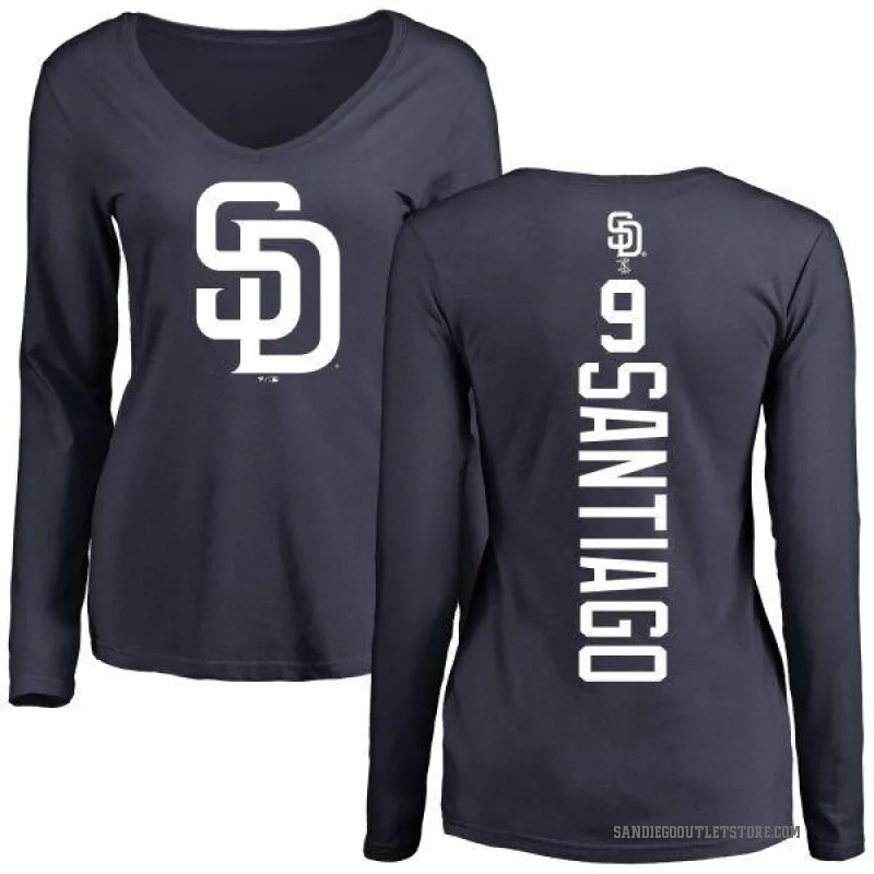 Benito Santiago Women's Navy San Diego Padres Backer Slim Fit Long Sleeve T-Shirt -
