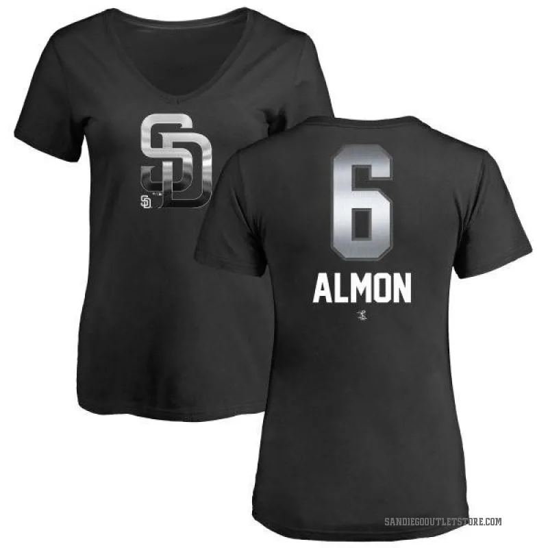 Bill Almon Women's Black San Diego Padres Midnight Mascot V-Neck T-Shirt -