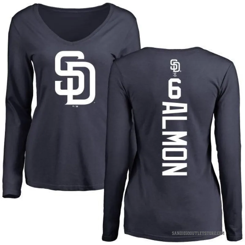 Bill Almon Women's Navy San Diego Padres Backer Slim Fit Long Sleeve T-Shirt -