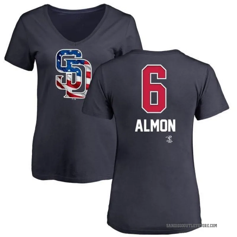 Bill Almon Women's Navy San Diego Padres Name and Number Banner Wave V-Neck T-Shirt -