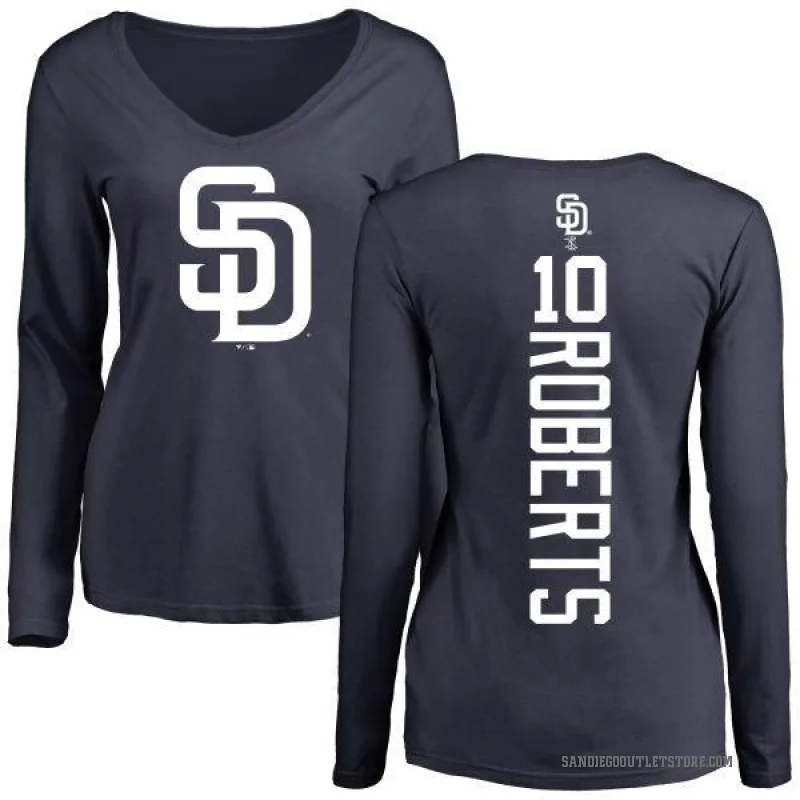 Bip Roberts Women's Navy San Diego Padres Backer Slim Fit Long Sleeve T-Shirt -