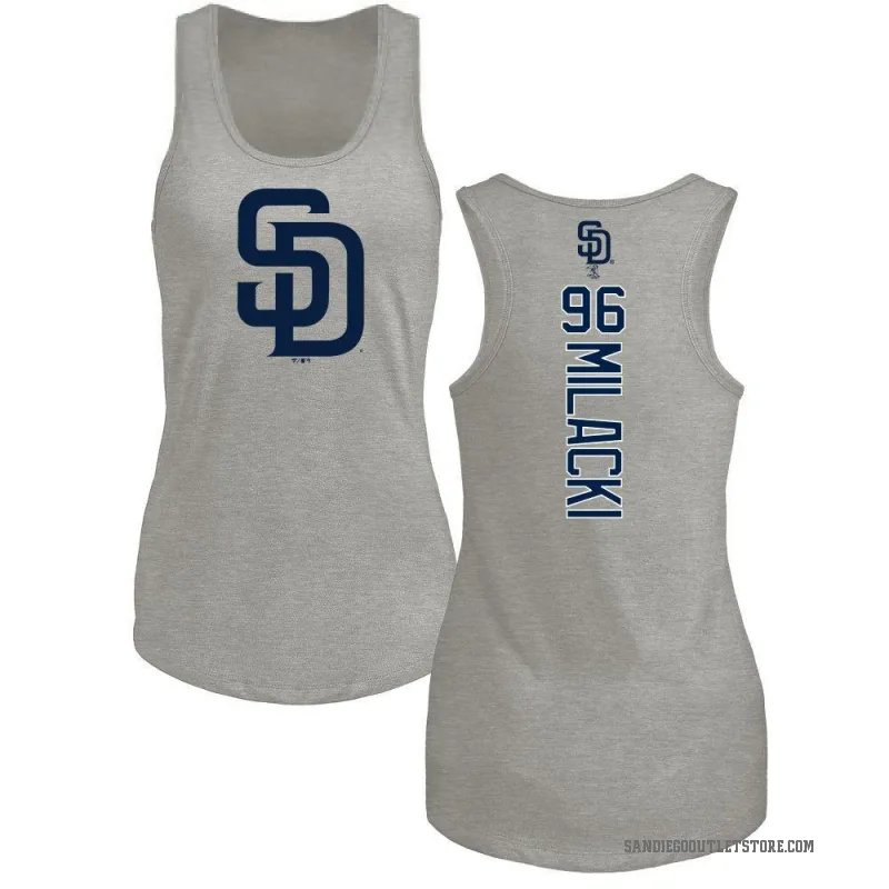 Bobby Milacki Women's Ash San Diego Padres Backer Tank Top -
