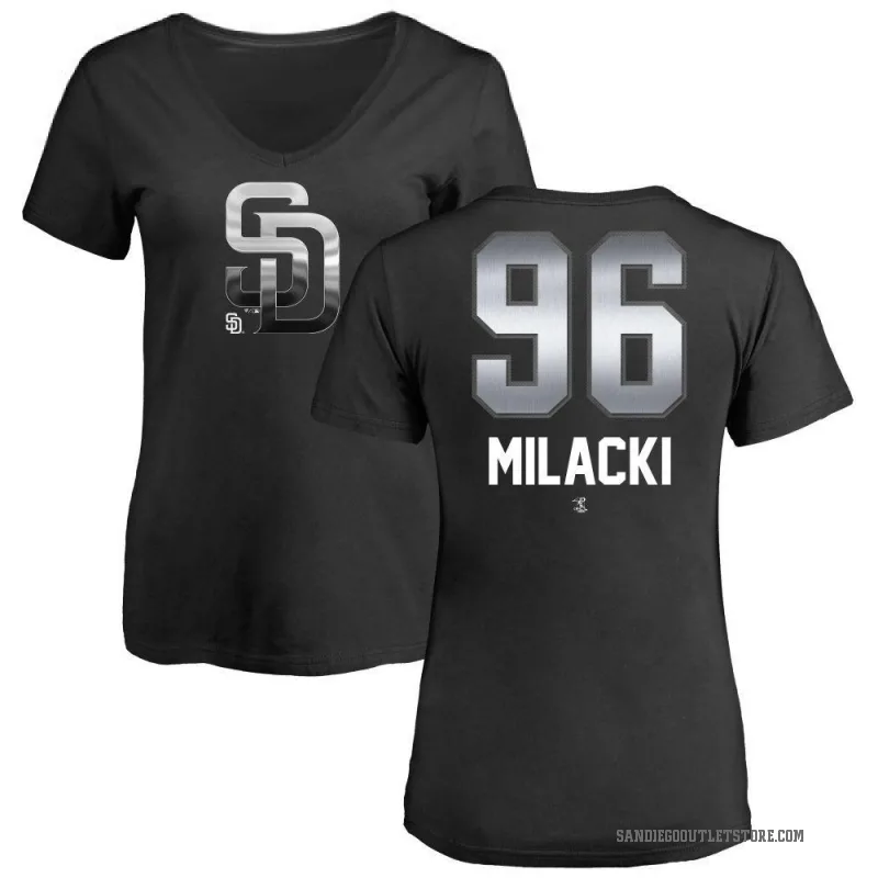 Bobby Milacki Women's Black San Diego Padres Midnight Mascot V-Neck T-Shirt -