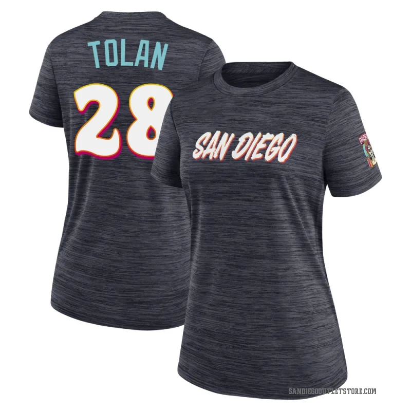 Bobby Tolan Women's San Diego Padres Obsidian 2026 City Connect Game Day Velocity T-Shirt