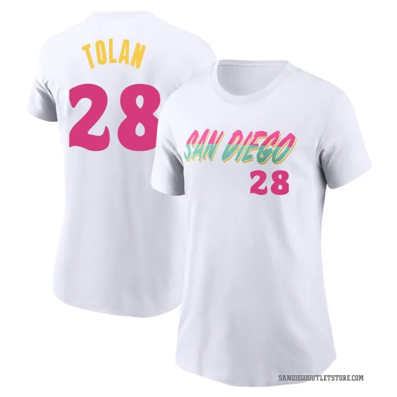 Bobby Tolan Women's White San Diego Padres 2022 City Connect T-Shirt