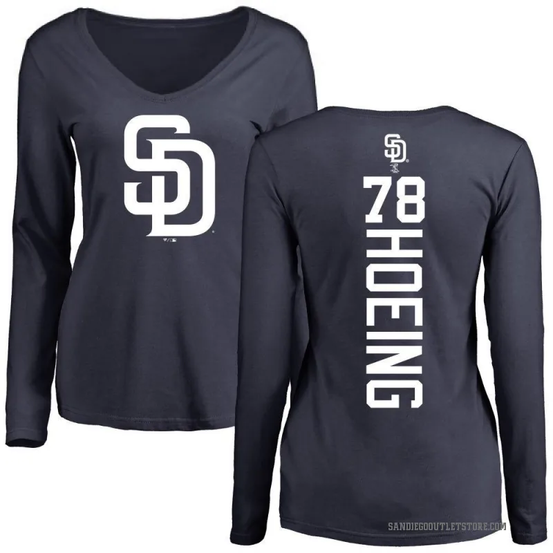 Bryan Hoeing Women's Navy San Diego Padres Backer Slim Fit Long Sleeve T-Shirt -