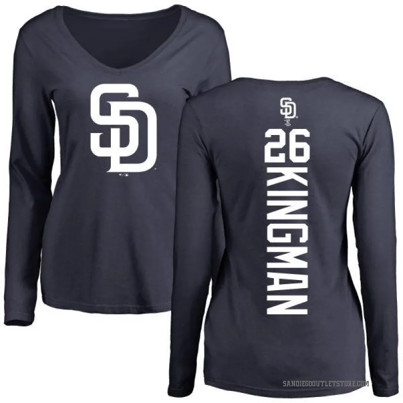 Dave Kingman Women's Navy San Diego Padres Backer Slim Fit Long Sleeve T-Shirt -