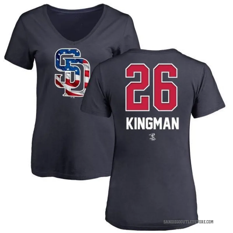 Dave Kingman Women's Navy San Diego Padres Name and Number Banner Wave V-Neck T-Shirt -