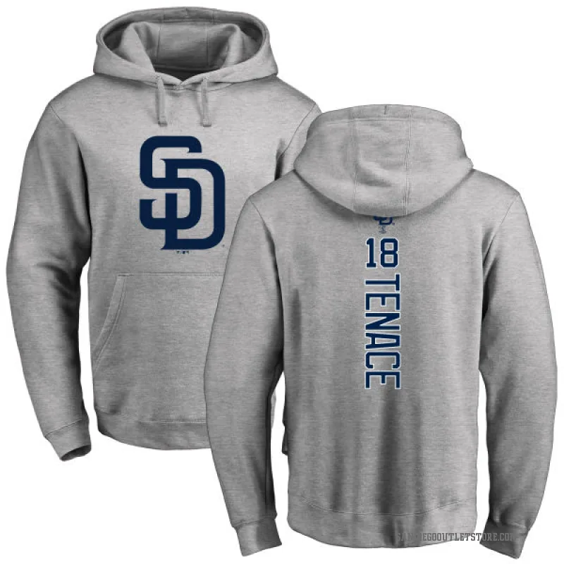 Gene Tenace Men's San Diego Padres Ash Backer Pullover Hoodie