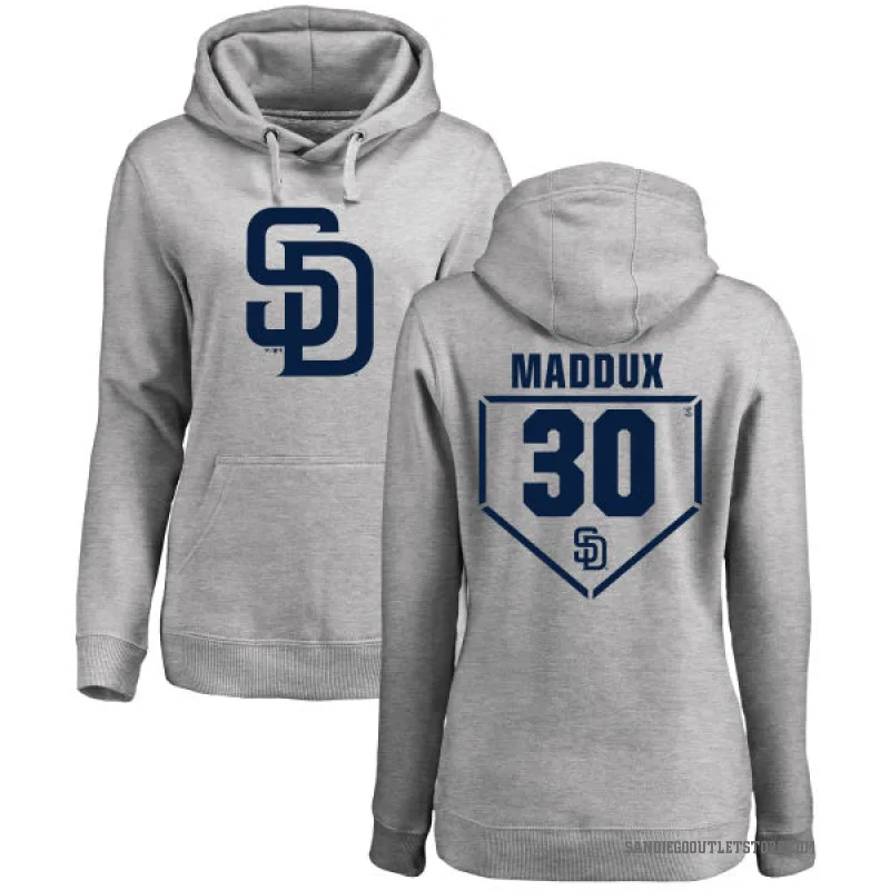 Greg Maddux Women's Gray San Diego Padres Branded RBI Pullover Hoodie - Heathered