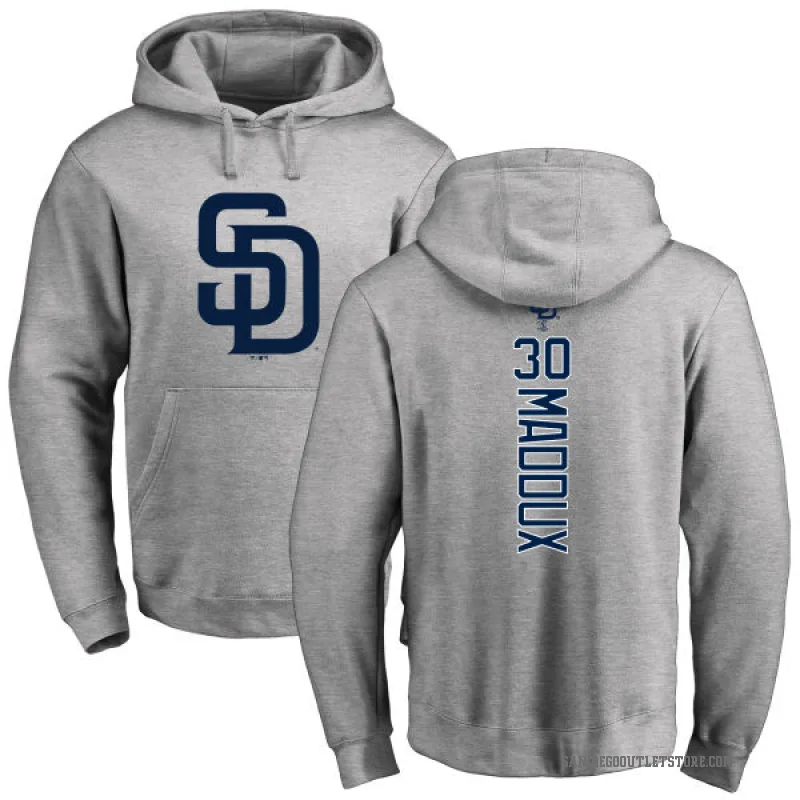 Greg Maddux Youth San Diego Padres Ash Backer Pullover Hoodie