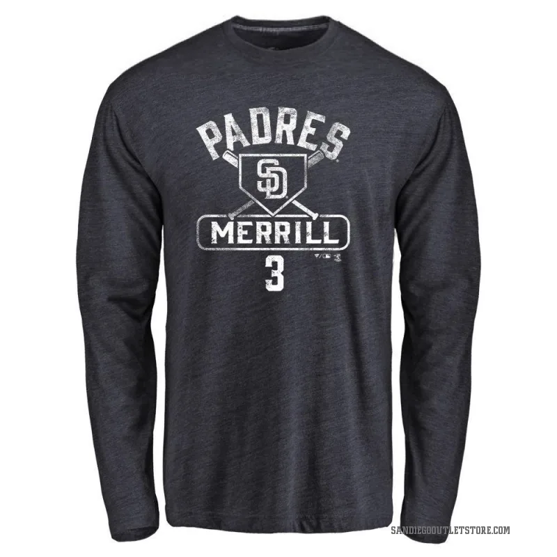 Jackson Merrill Men's Navy San Diego Padres Base Runner Long Sleeve T-Shirt -