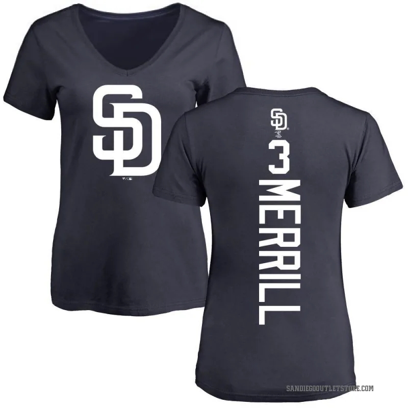 Jackson Merrill Women's Navy San Diego Padres Backer Slim Fit T-Shirt -