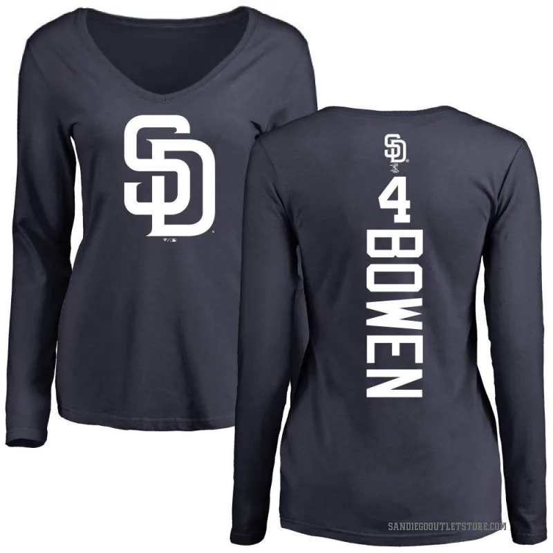 Jase Bowen Women's Navy San Diego Padres Backer Slim Fit Long Sleeve T-Shirt -