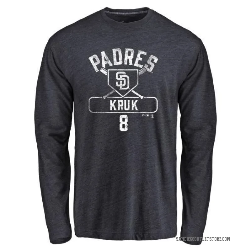 John Kruk Youth Navy San Diego Padres Base Runner Long Sleeve T-Shirt -