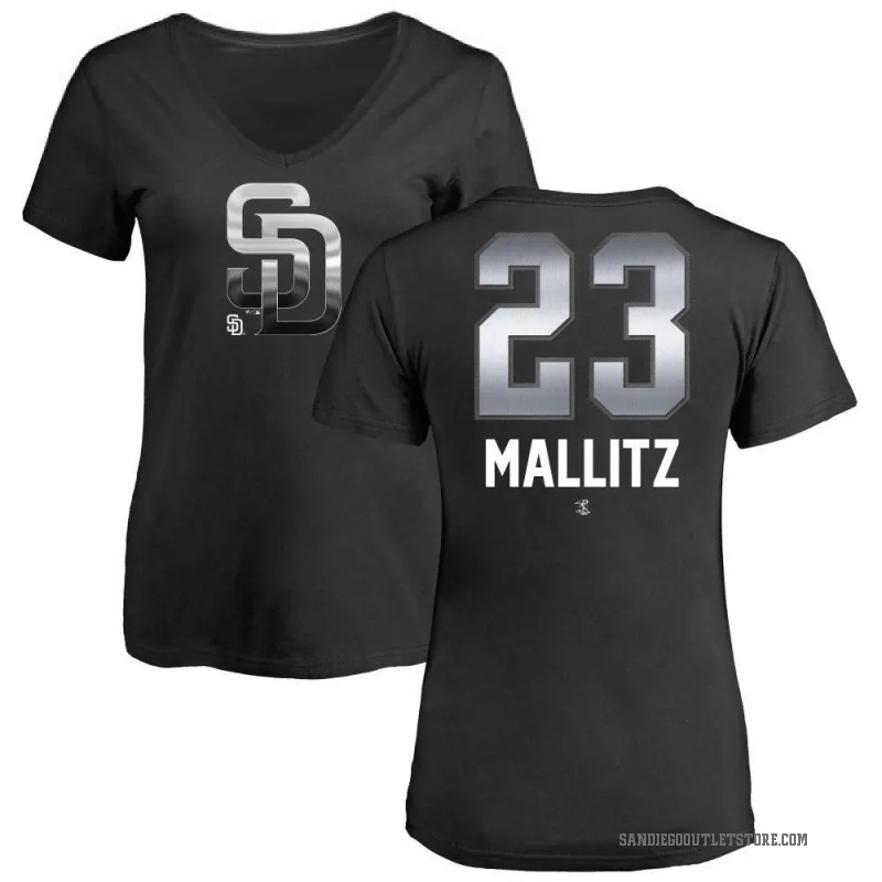 Josh Mallitz Women's Black San Diego Padres Midnight Mascot V-Neck T-Shirt -