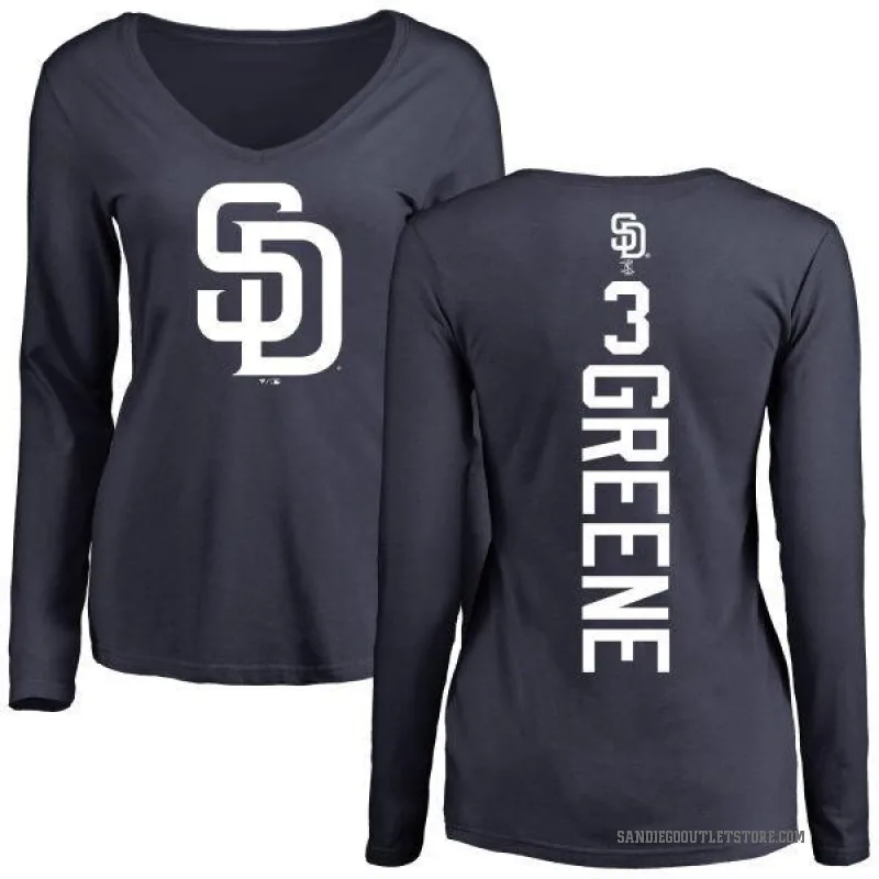 Khalil Greene Women's Green San Diego Padres Backer Slim Fit Long Sleeve T-Shirt - Navy