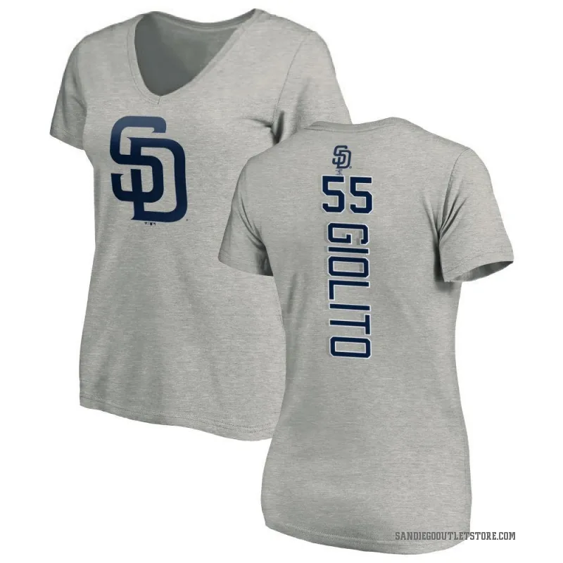 Lucas Giolito Women's Ash San Diego Padres Backer Slim Fit T-Shirt -