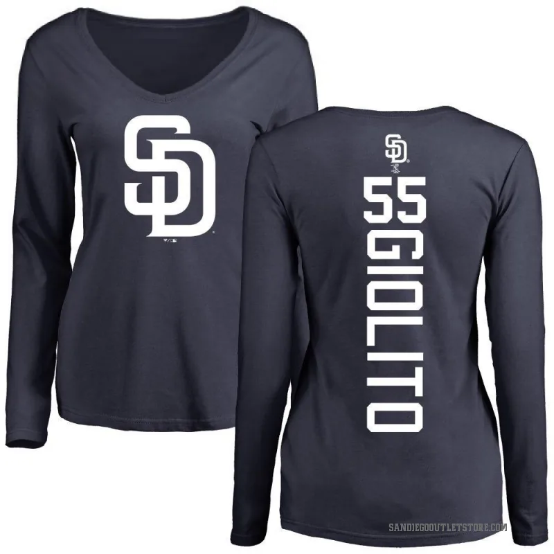 Lucas Giolito Women's Navy San Diego Padres Backer Slim Fit Long Sleeve T-Shirt -