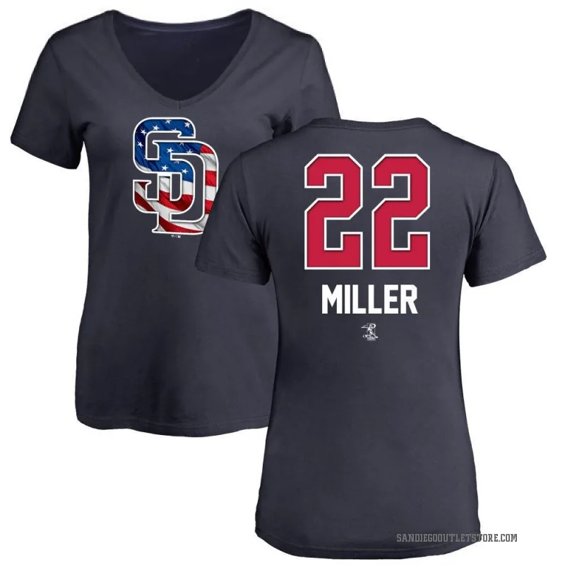Mason Miller Women's Navy San Diego Padres Name and Number Banner Wave V-Neck T-Shirt -