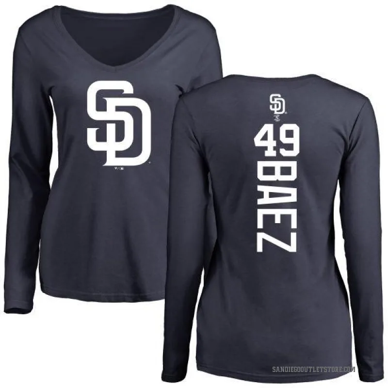 Michel Baez Women's Navy San Diego Padres Backer Slim Fit Long Sleeve T-Shirt -