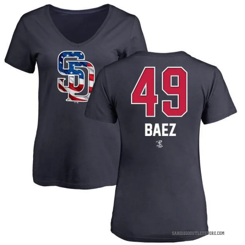 Michel Baez Women's Navy San Diego Padres Name and Number Banner Wave V-Neck T-Shirt -