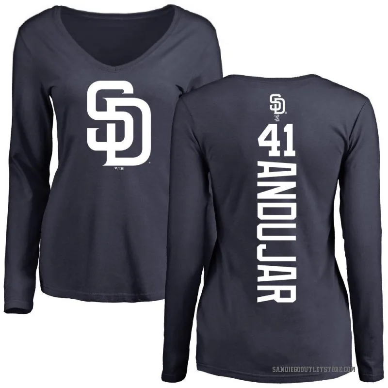 Miguel Andujar Women's Navy San Diego Padres Backer Slim Fit Long Sleeve T-Shirt -