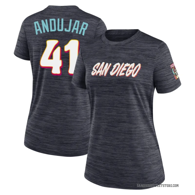 Miguel Andujar Women's San Diego Padres Obsidian 2026 City Connect Game Day Velocity T-Shirt