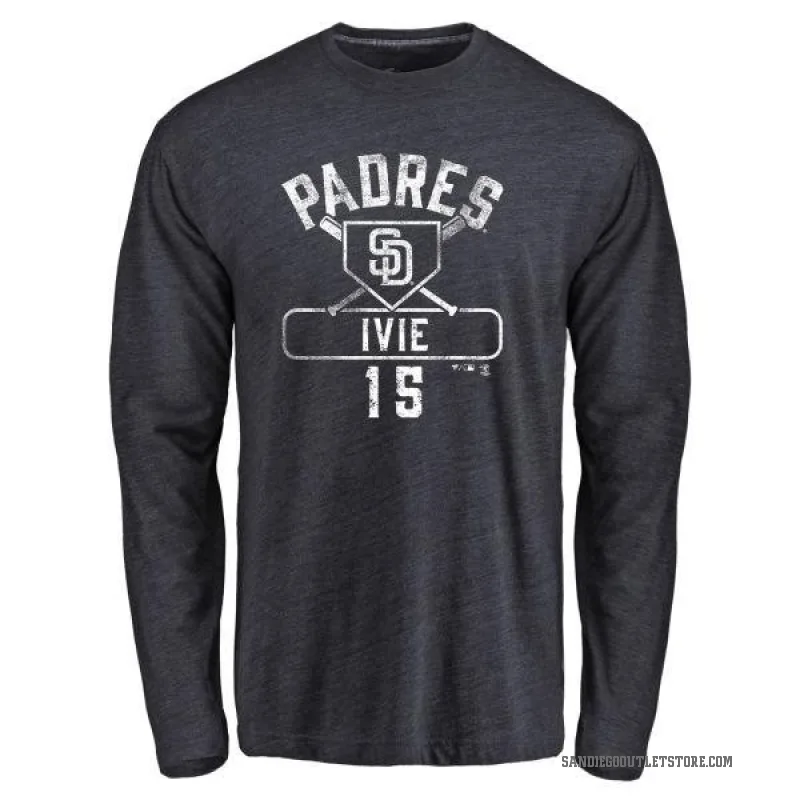 Mike Ivie Men's Navy San Diego Padres Base Runner Long Sleeve T-Shirt -