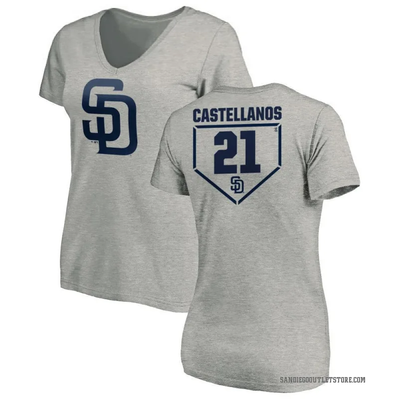Nick Castellanos Women's Gray San Diego Padres RBI Slim Fit V-Neck T-Shirt - Heathered