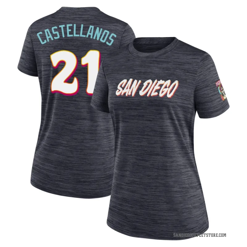 Nick Castellanos Women's San Diego Padres Obsidian 2026 City Connect Game Day Velocity T-Shirt