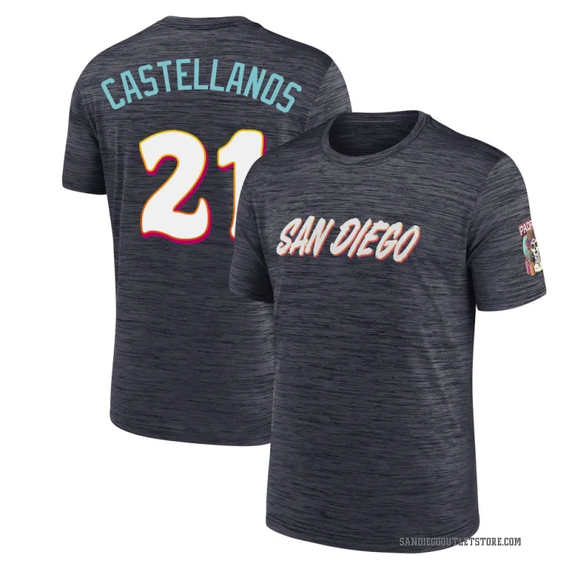 Nick Castellanos Youth San Diego Padres Obsidian 2026 City Connect Game Day Velocity T-Shirt