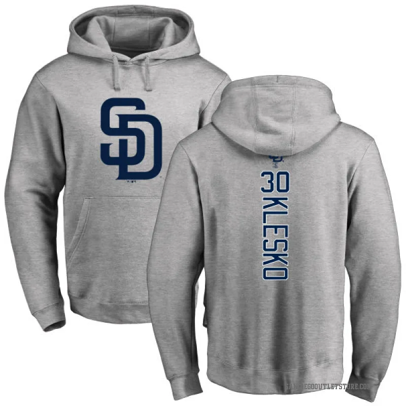 Ryan Klesko Men's San Diego Padres Ash Backer Pullover Hoodie