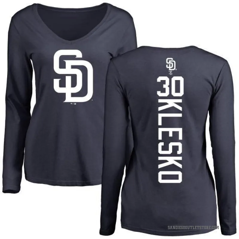 Ryan Klesko Women's Navy San Diego Padres Backer Slim Fit Long Sleeve T-Shirt -