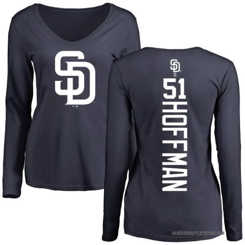 Trevor Hoffman Women's Navy San Diego Padres Backer Slim Fit Long Sleeve T-Shirt -