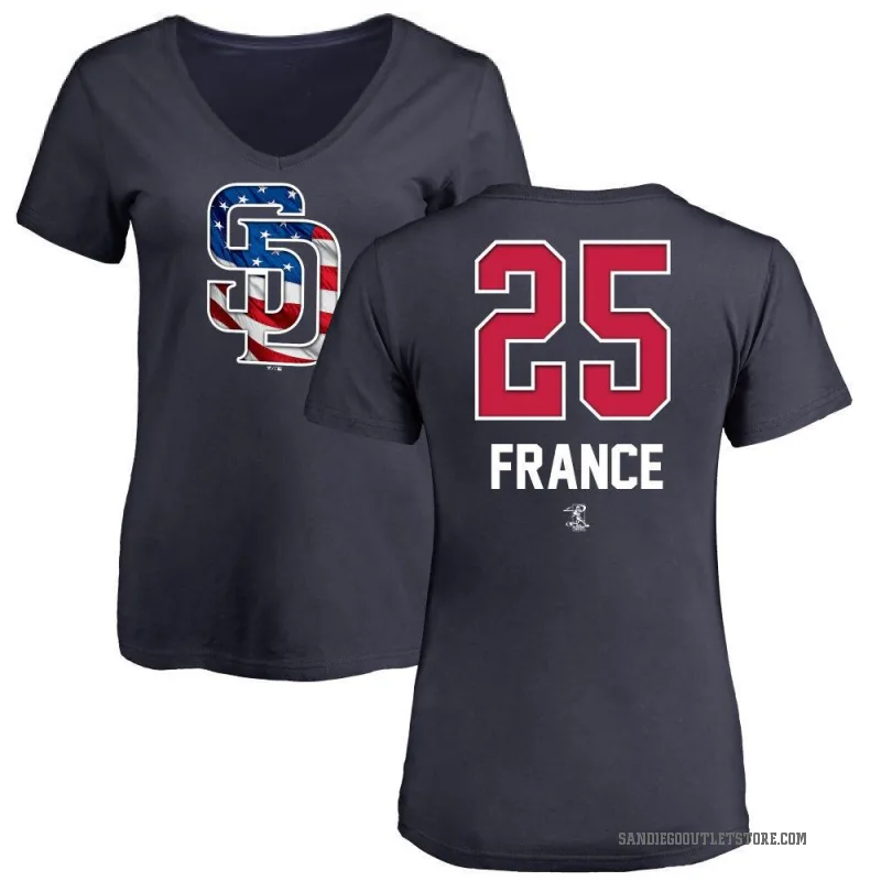 Ty France Women's Navy San Diego Padres Name and Number Banner Wave V-Neck T-Shirt -