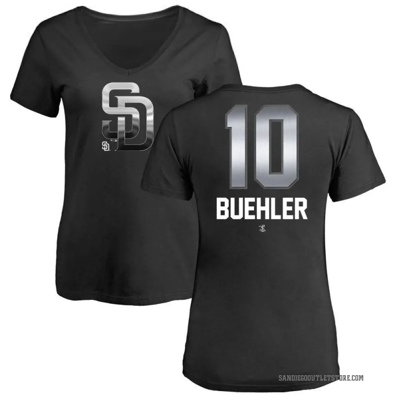 Walker Buehler Women's Black San Diego Padres Midnight Mascot V-Neck T-Shirt -