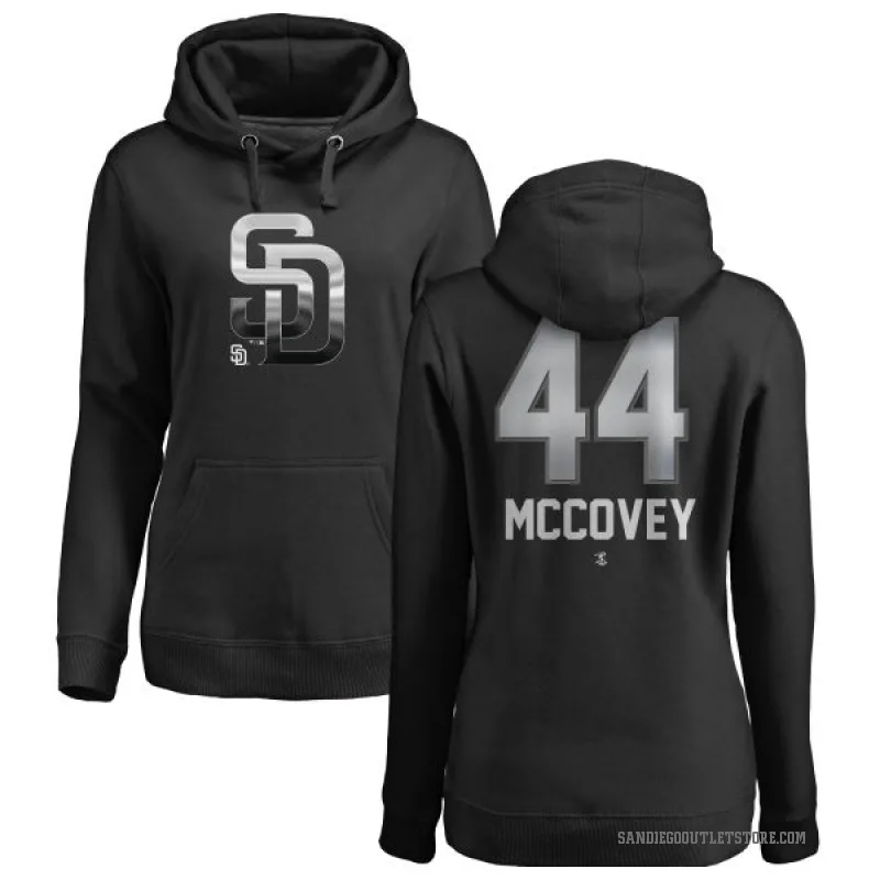 Willie Mccovey Women's Black San Diego Padres Branded Midnight Mascot Pullover Hoodie -