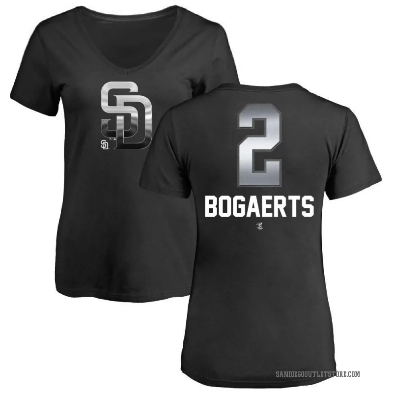 Xander Bogaerts Women's Black San Diego Padres Midnight Mascot V-Neck T-Shirt -