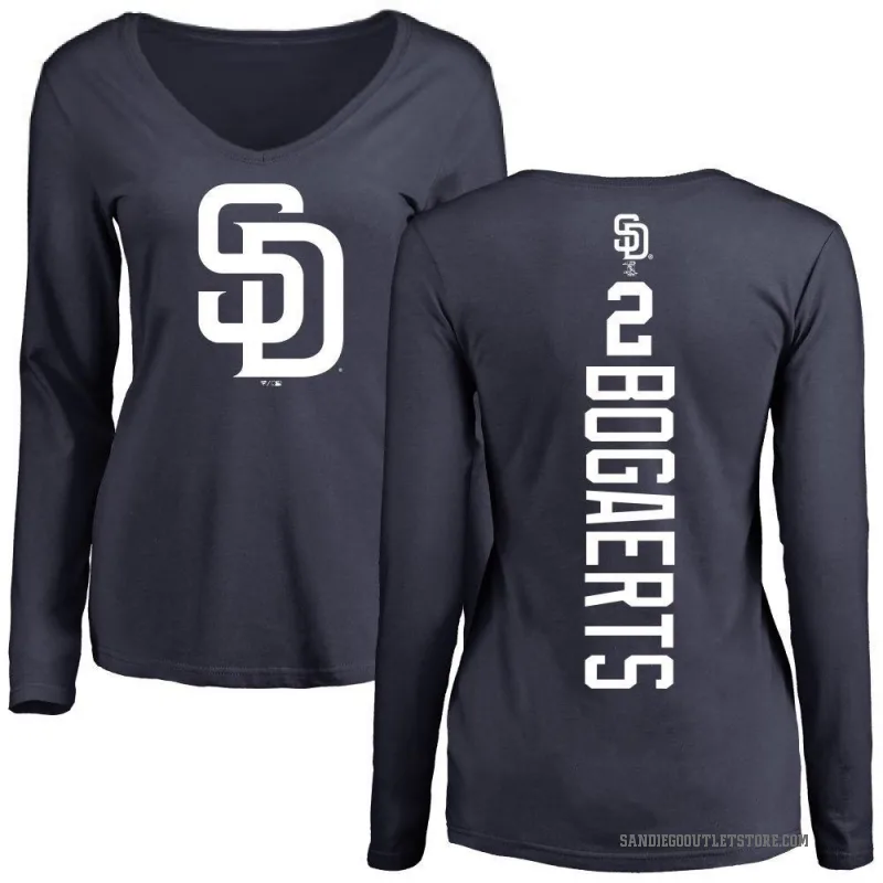 Xander Bogaerts Women's Navy San Diego Padres Backer Slim Fit Long Sleeve T-Shirt -