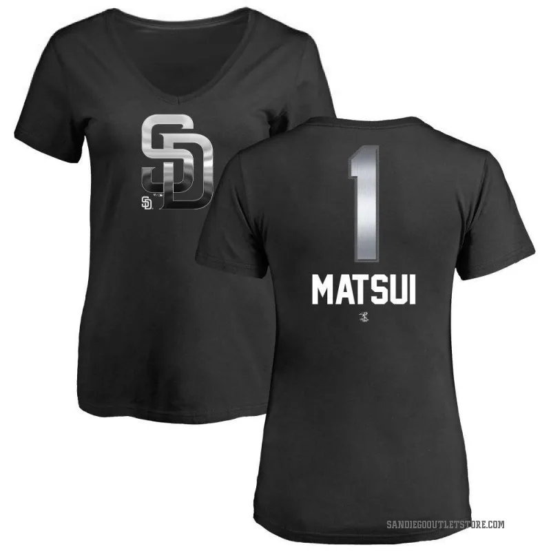 Yuki Matsui Women's Black San Diego Padres Midnight Mascot V-Neck T-Shirt -