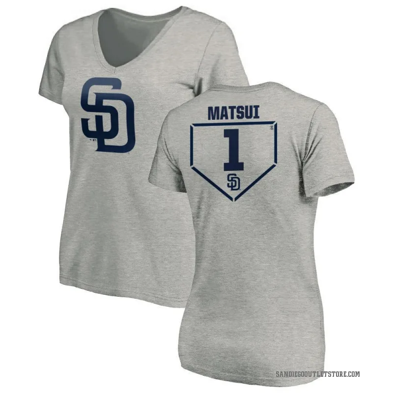 Yuki Matsui Women's Gray San Diego Padres RBI Slim Fit V-Neck T-Shirt - Heathered