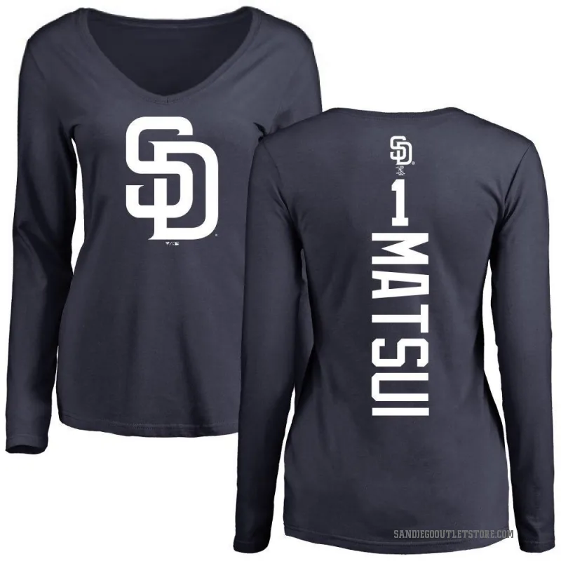 Yuki Matsui Women's Navy San Diego Padres Backer Slim Fit Long Sleeve T-Shirt -