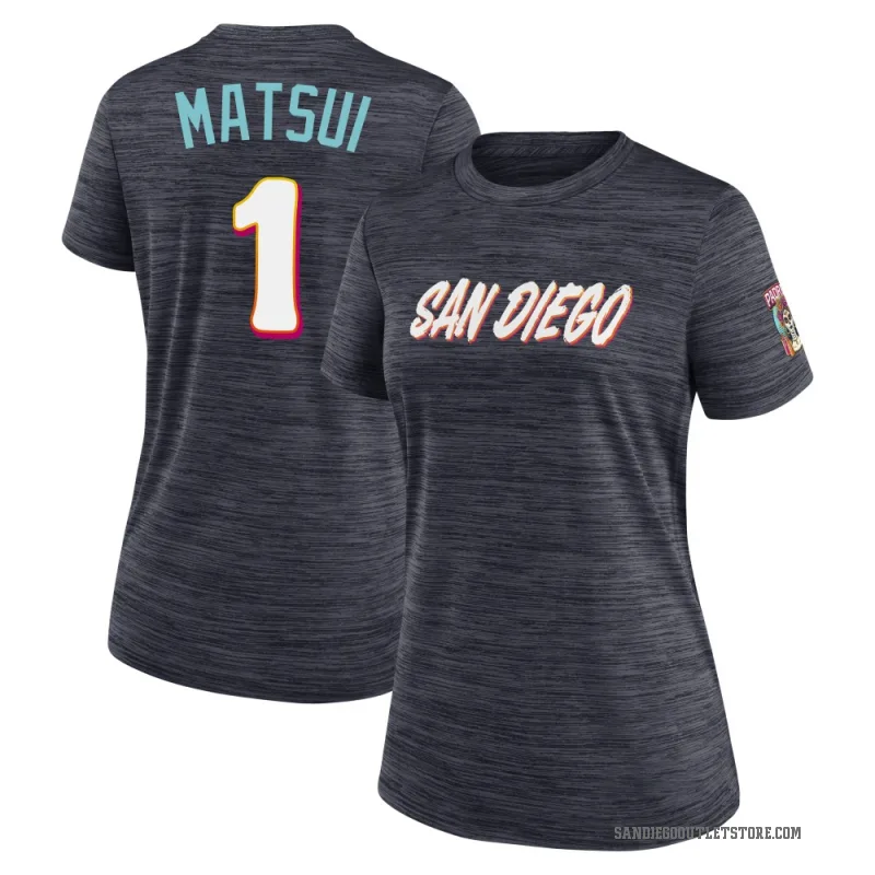 Yuki Matsui Women's San Diego Padres Obsidian 2026 City Connect Game Day Velocity T-Shirt